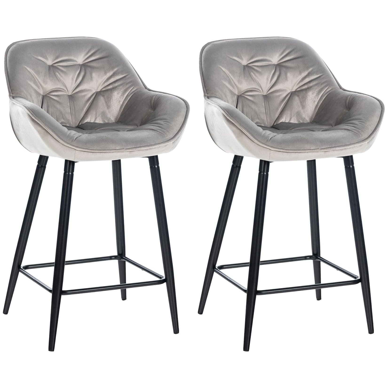 CLP 2er Set Barhocker Gibson Samt Farbe: grau, Material: Samt