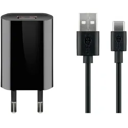 goobay Ladekabel mit Adapter USB A 1.0 m schwarz
