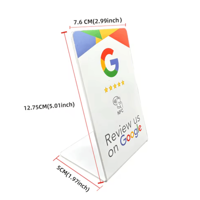 ReviewTap NFC Google Review Acrylic Stand And Card NTAG215 Waterproof white p