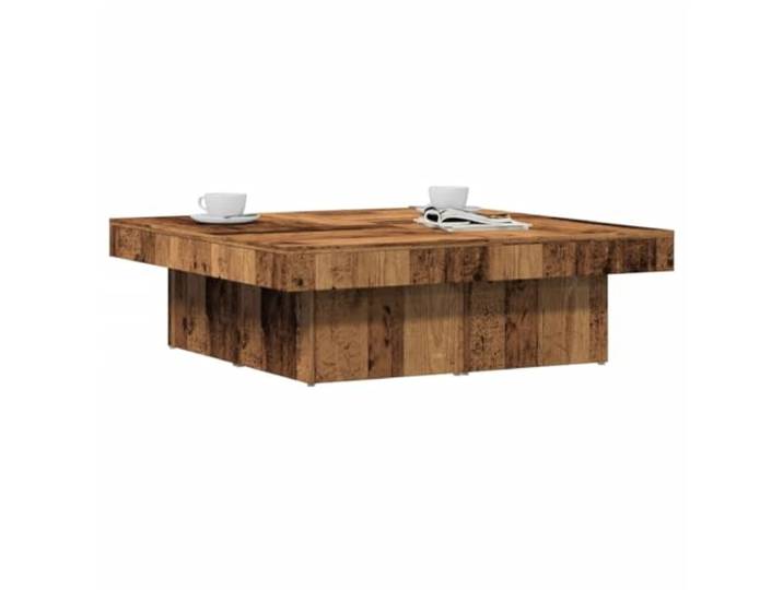 HEFZGDB Couchtisch Altholz-Optik 90x90x28 cm Holzwerkstoff mit reichlich Stauraum, stabile Tischplatte, pflegeleicht, langlebig und robust für Wohnzimmer