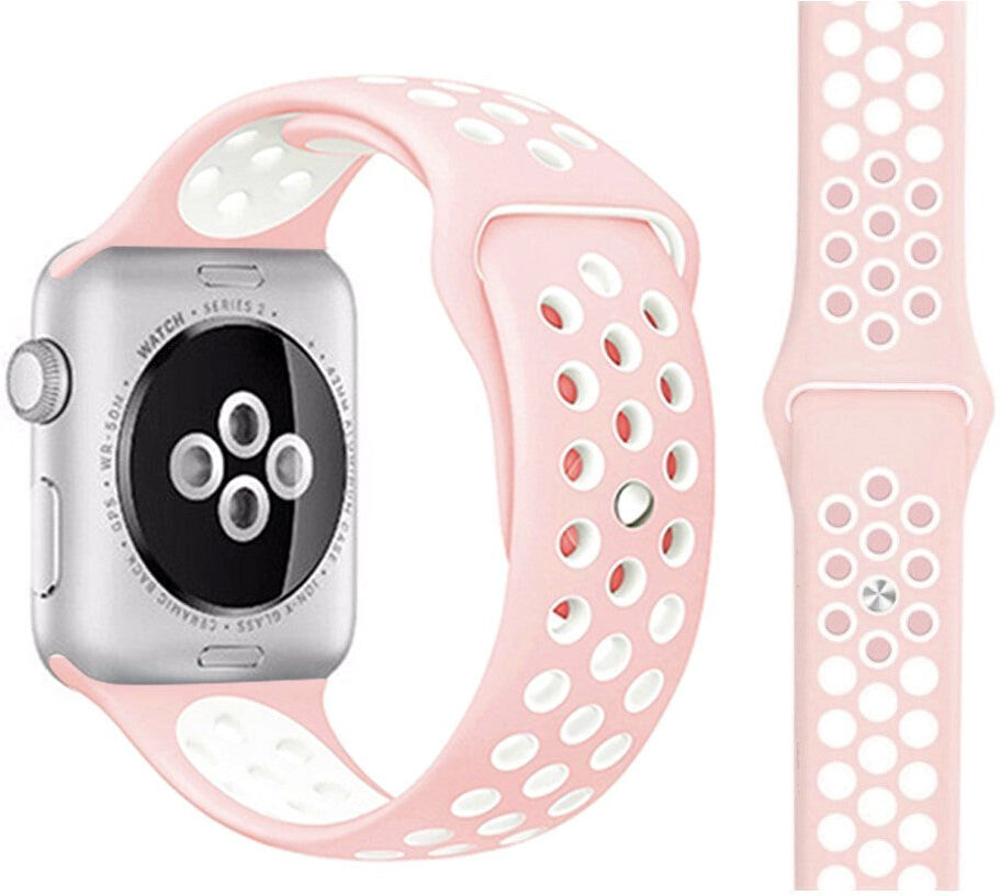 INCOVER Apple Watch To-Farvet Silikone Smartwatch Rem (38/40/SE/41/42mm) - Lyserød / Hvid