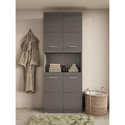 Hochschrank OTTO HOME "Föhr", grau, B:72,8cm H:190,2cm T:30,6cm, FSC-zertifizierter Holzwerkstoff, Schränke, Hochschrank, minimalistisch, zeitlos, hochglänzend