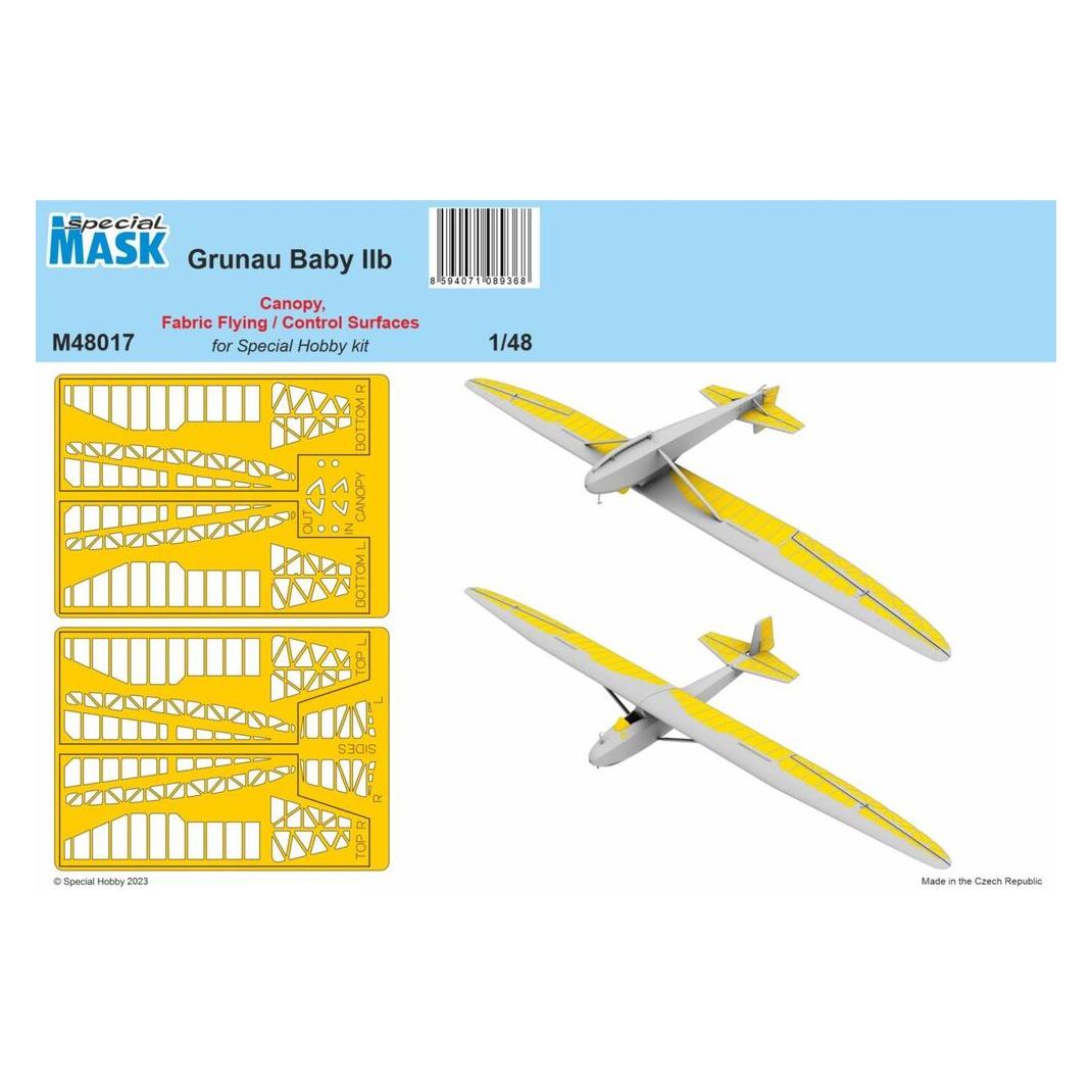 Special Hobby Grunau Baby IIB Mask Canopy, Fabric Flying / Control Surfaces 1/48 (M48017)