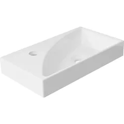 Design-Aufsatz-WT EDANU BxHxT: 400x81x220 mm Hahnloch links Mineralguss weiß Evenes