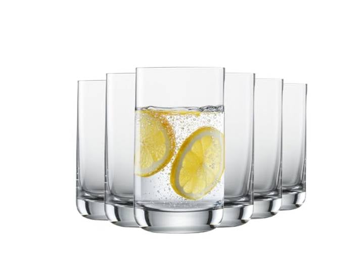 SCHOTT ZWIESEL Allround Gobelets Simple (set de 6)\, verre à boire rectiligne pour l'eau/ le jus de fruits\, verre en cristal Tritan résistant au lave-vaisselle\, fabriqué en Allemagne (n° d'art. 123661)