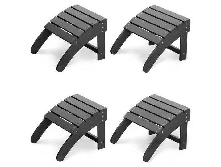 Repose-pieds Adirondack HDPE - Pouf d'extérieur résistant aux intempéries pour jardin terrasse et piscine Gris