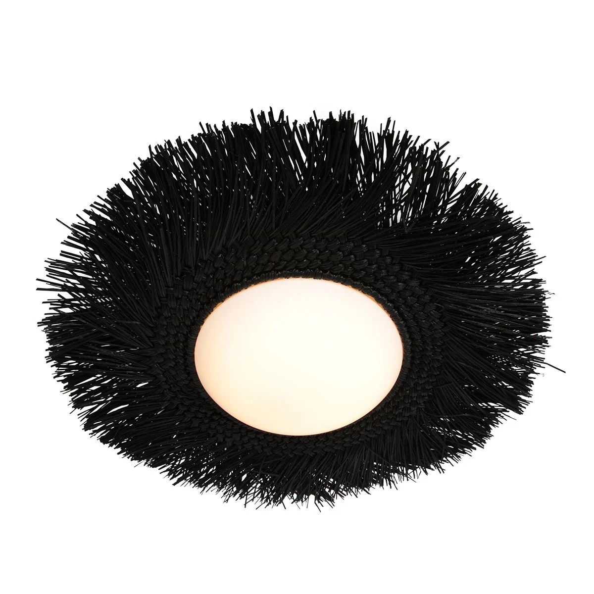 Anne Light & home Plafondlamp Aura zwart Riet Ø 50 cm