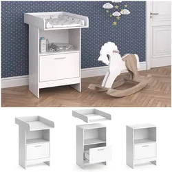 Vicco Wickeltisch Wickelkommode Wickelschrank Leo Wickelaufsatz Schublade Weiß