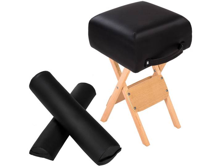 tectake Hocker mit 2 Lagerungsrollen, leichte Reinigung, schwarz, Schwarz, 34x54x34 cm, Freizeit & Co, Wellness & Gesundheit, Gesundheit