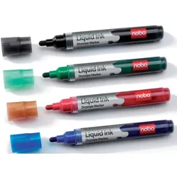 Nobo Liquid Ink Boardmarker Rundspitze 4 Stück sortiert Packung mit 12 Stück