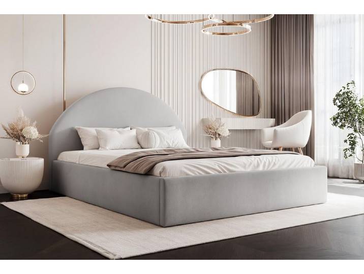 Compleo Polsterbett Designer Polterbett CLARA, mit Stauraum, Glamour-Bett, Elegant, Bett mit halbrückigem Kopfteil, Elegant design