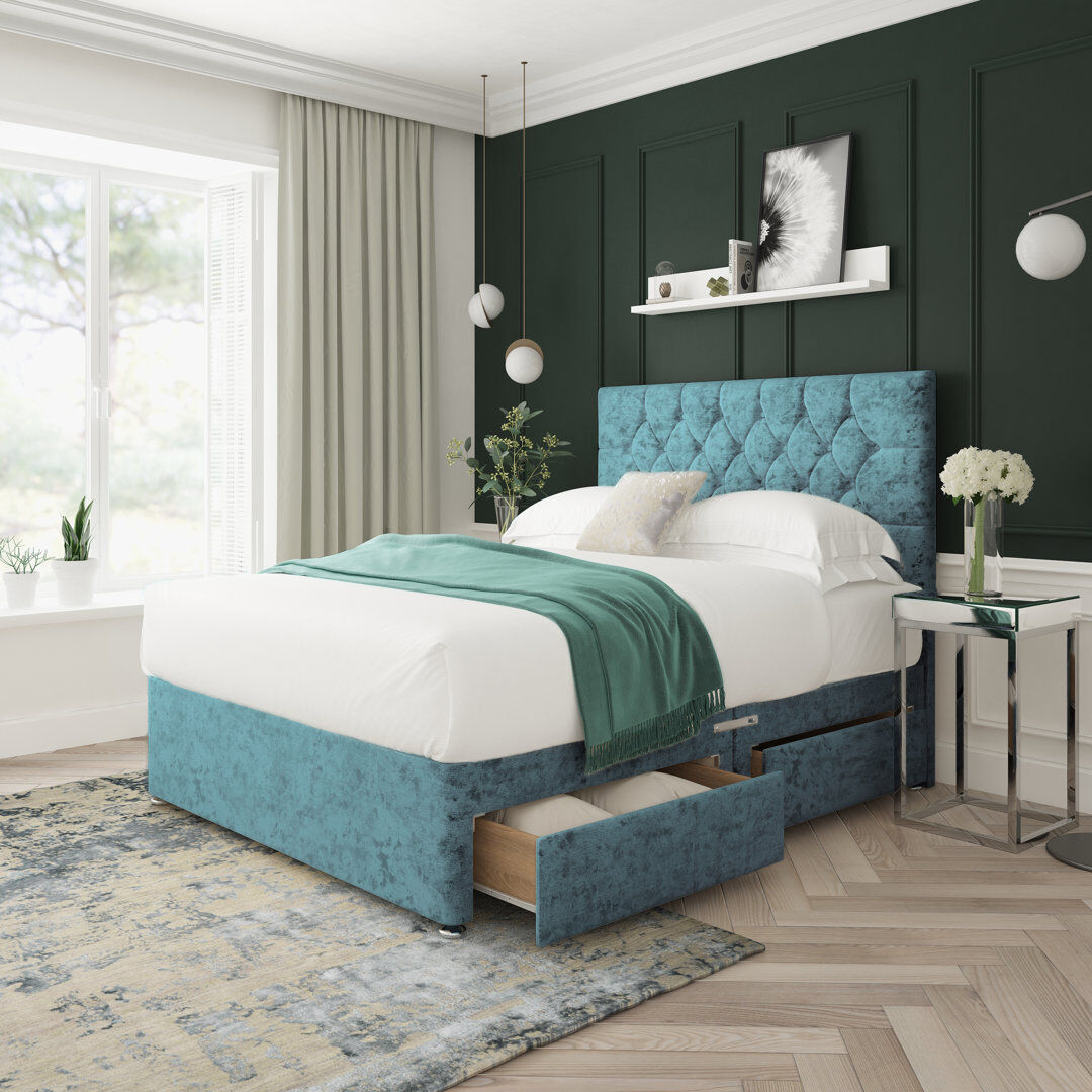 JC Beds Ltd. Upholstered Divan Bed Teal Single (3')
