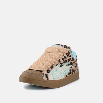 Sneaker BUFFALO "LIBERTY FLAME", Damen, Gr. 38, leo, hellblau, Textil, Schuhe Sneaker, Trend-Sneaker mit Flammenmotiv im Leo-Look