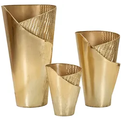 Mauro Ferretti Set aus 3 Flosty Gold Metallvasen – Elegantes Glamour-Design-Trio für Pflanzen, 39 x 42 x 75 cm