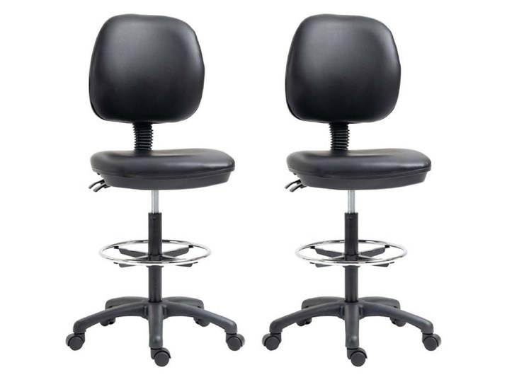 Lot de 2 tabourets à roulettes - Vinsetto - Plastique - 49.5x46x137cm - Noir