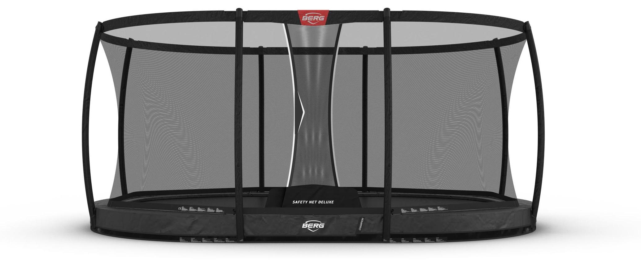 BERG Bodentrampolin Grand Champion InGround 470 + Sicherheitsnetz Deluxe Grau