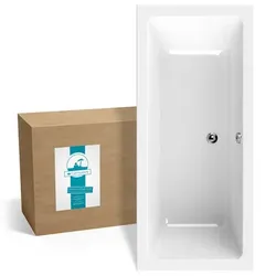 Rechteckbadewanne Modern Select 170 x 75 cm in Weiß, Körperformbadewanne für zwei Personen