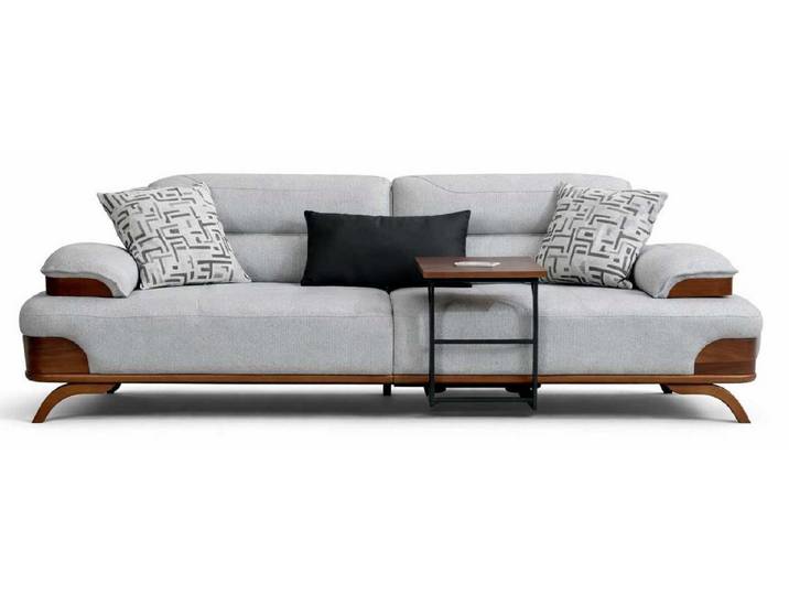 JVmoebel 3-Sitzer 3-Sitzer sofa Textilien Grau Kissen Modern Einbautisch Komfortabel Neu, 1 Teile, Made in Europa