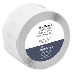 MediaRange ge Schriftband 36x89mm schw/weiss Dymo 99012/S0722400 260Stk (3.60 cm, Schwarz, Weiss) (MRDY99012)