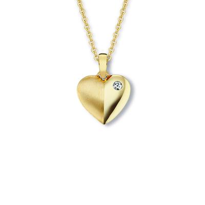 Kette mit Anhänger ONE ELEMENT "Zirkonia Herz Herz Anhänger aus 333 Gelbgold", gold, Halsketten, Damen, Gelbgold 333, Herz mit Bedeutung – eine feine Geschenkidee für viele Anlässe