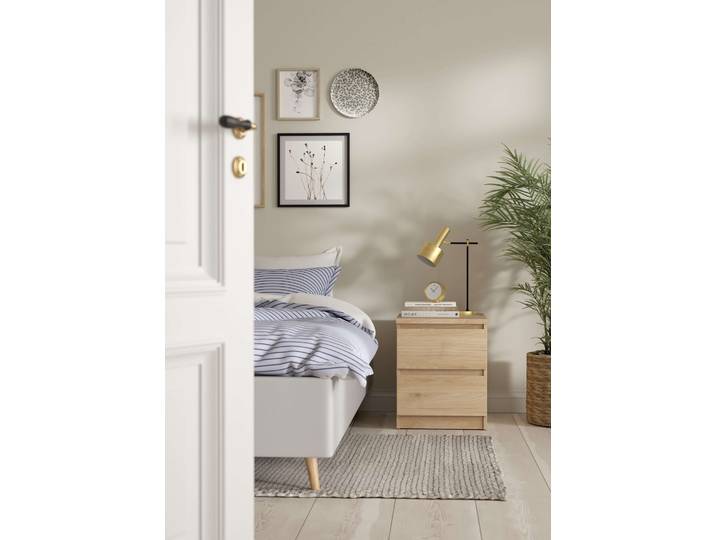 Nachttisch HOME AFFAIRE Naia, 2 Schubladen, Aufbewahrung für das Schlafzimmer, grifflose Front , jackson hick, jackson hickory, jackson hickory, B:40,4cm H:49,5cm T:50cm, Tische, Nachttisch, Modern, skandinavisches Design, Schmal, in mehreren Farben