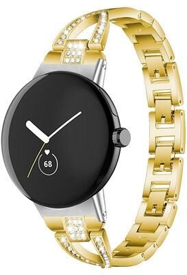 Everyday Crate XDfind Google Pixel Watch 4 Band Diamond Metal Bracelet For Pixel Watch 4 3 2 1 41mm gold
