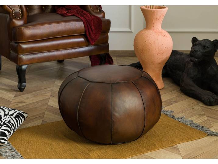 Pouf 58x58 Cuir Brun CHESTERFIELD #19