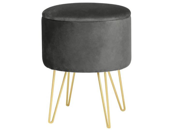Pouf de Rangement avec Couvercle AKORD LILI velour colour Gris hauteur 45 cm