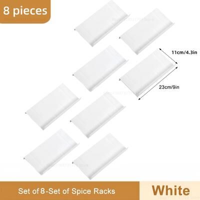 Uplifted Finds 4 Layer Adjustable Spice Drawer Organizer   Professional Cabinet & Pantry Finishing System 8 Pcs White Rack
