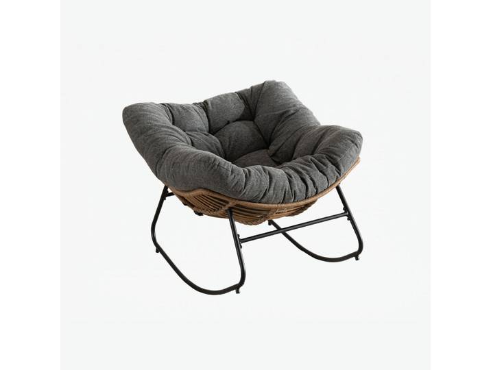 Oxeza Schaukelstuhl Grau Chenille, Metallrahmen, Mode, 98x77x102 cm, Wohnzimmer, Sessel, Schaukelstühle