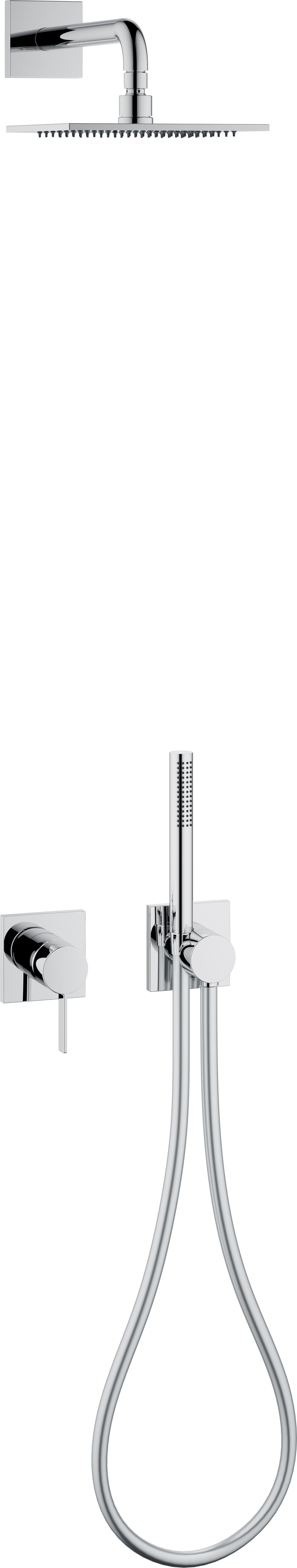 Keuco IXMO ensemble de douche 59603010002, chrome mitigeur monocommande, 2 consommateurs, carrée