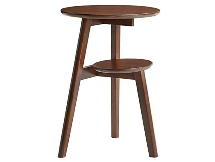 OIFAODAO Runde Tische， 2-stufiger runder Beistelltisch, Nachttisch mit Ablagefach(/Brown)