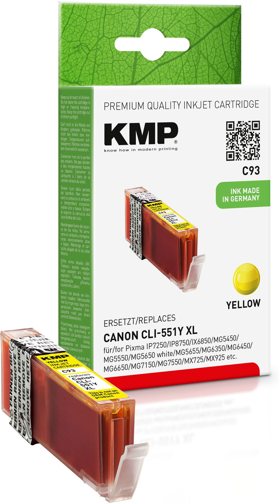 KMP C93 Inkt op pigmentbasis Geel 1 stuk