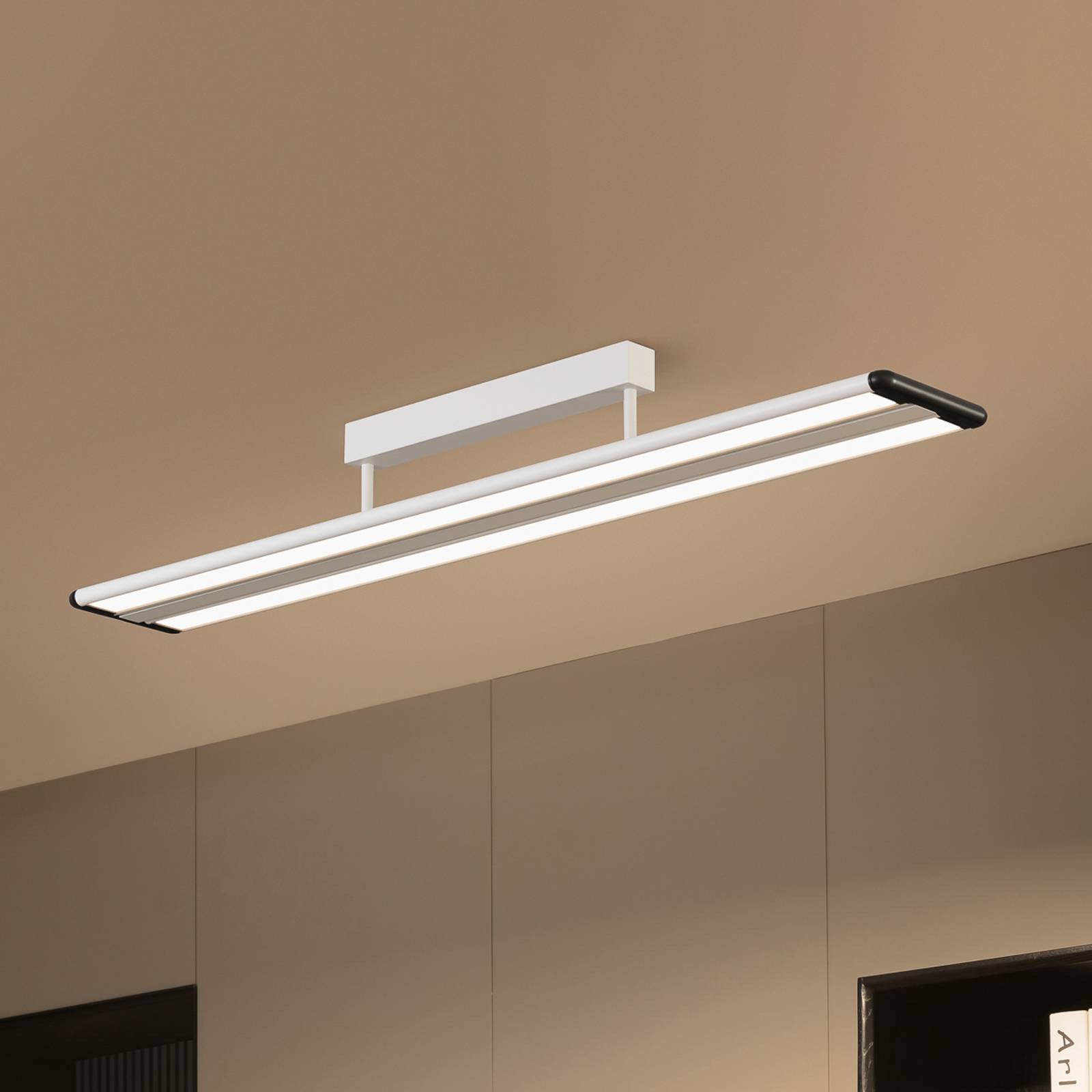 Prios Yuela LED plafondlamp Chroom/Zilver, Dimbaar, 120 cm