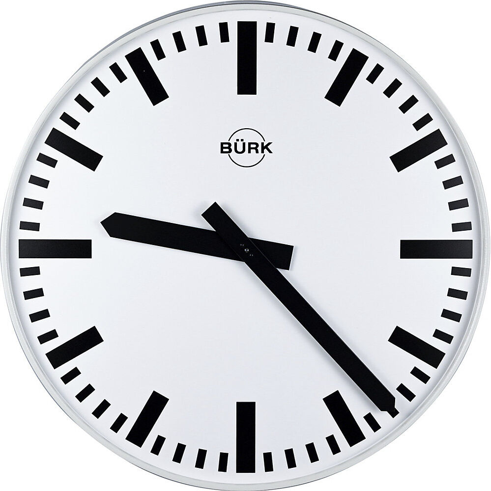 kaiserkraft Wanduhr, Ø 500 mm, Funkuhrwerk, mit Balken