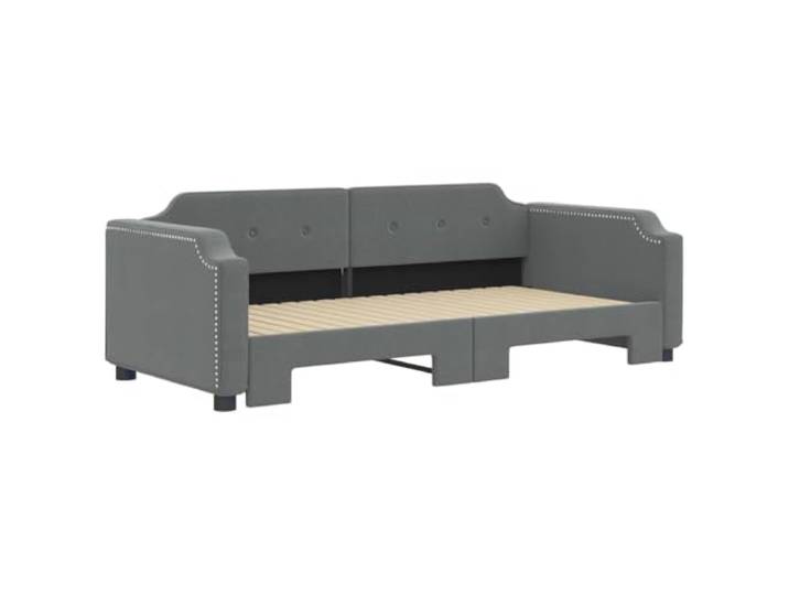 KTHLBRH Schlafsofa dunkelgrau mit ausziehbarem Bett 90 x 190 cm Gestell aus Holz und Metall, atmungsaktiver Stoff, 2 notwendige Matratzen, Lattenrost inklusive