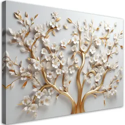 WANDBILD goldene magnolienglamourblume 3d