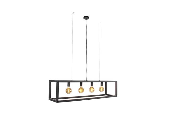 Suspension industrielle noire 4 lumières - Big Cage
