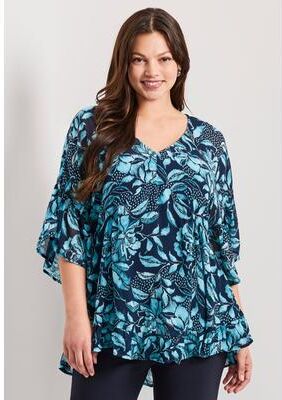 Plus Size Women's Harlow Chiffon Blouse by Avenue in Floral Sketch (Size 20)