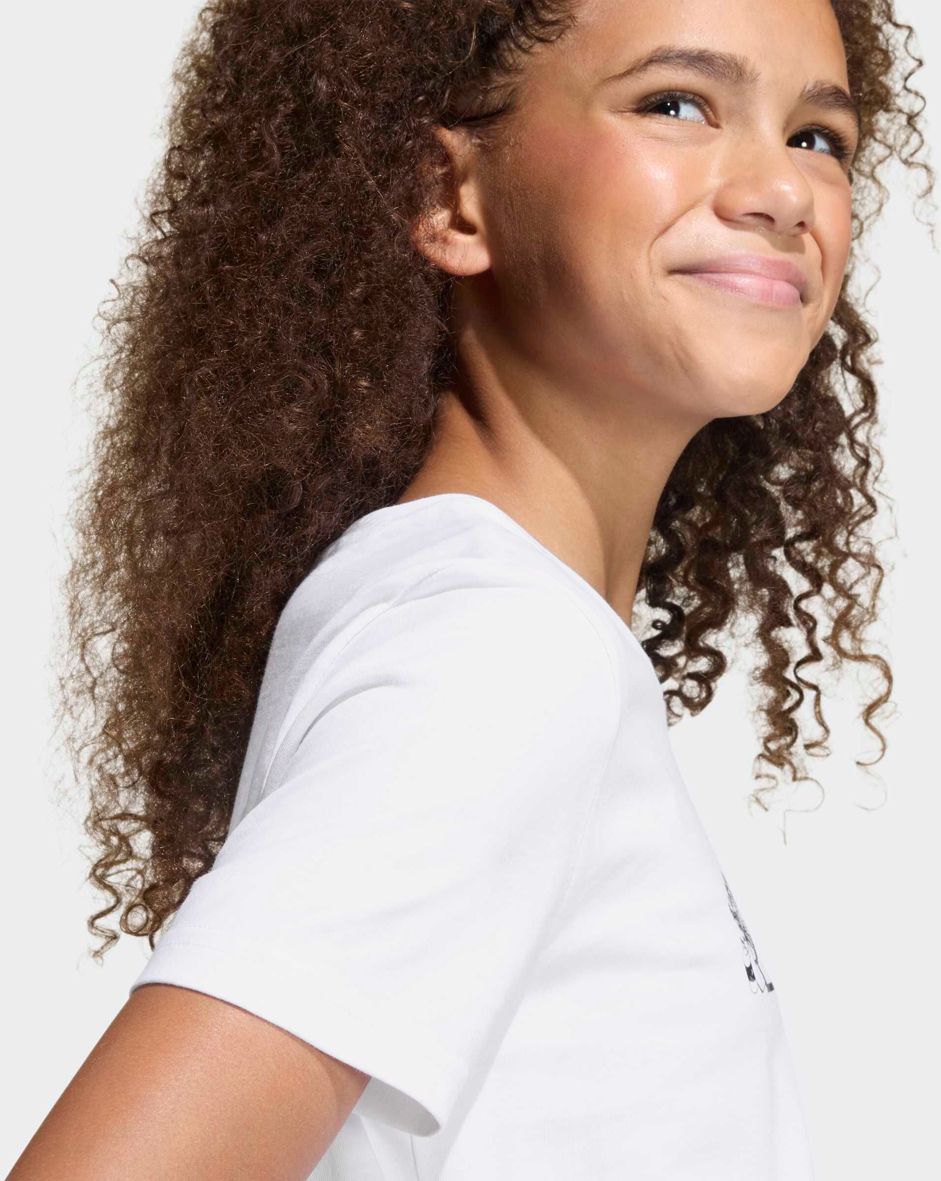 T-Shirt ADIDAS SPORTSWEAR "JUNIOR GIRLS MIT TIERMOTIV", Mädchen, Gr. 170, weiss (weiß), Obermaterial: 100% Baumwolle, normal, Rundhals, Shirts T-Shirt weiß 170