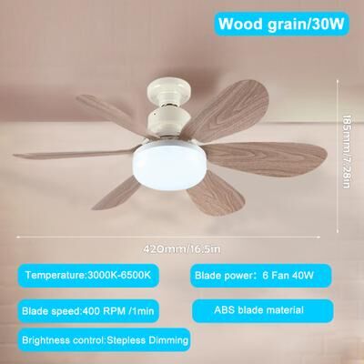 Silver Stone Store Smart LED Ceiling Fan Light, E26 E27 Base 2040W With Wireless Remote And 3 Lighting Modes For Living Room & Home 42cm Woodgrain