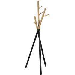 En.Casa, Garderobe + Kleiderstange, Garderobenständer Laerdal 172x49x49 cm Stahl Schwarz/Holzoptik