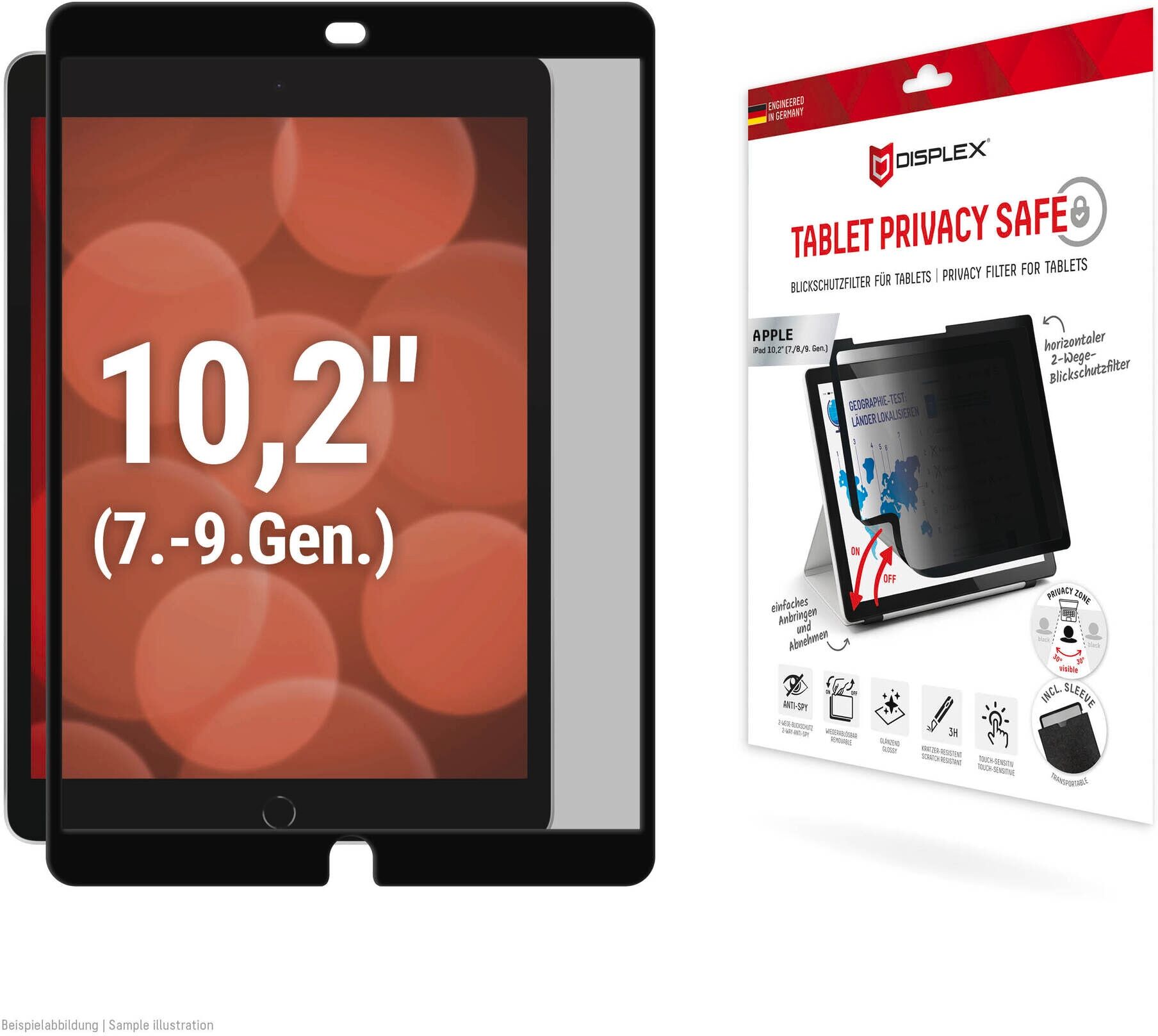 Displex Displayschutzfolie "Tablet Privacy Safe", schwarz, B:25,2cm H:0,8cm T:32,2mm, Displayfolien, Blickschutzfolie, Schutzfolie, Bildschirmschutz, kratz- & stoßfest, Displayschutzfolie