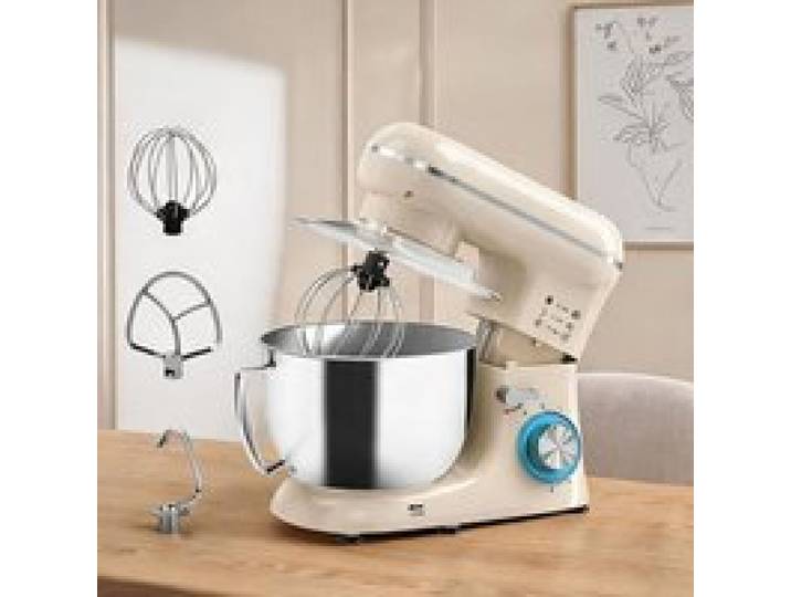 Robot pâtissier pour cuisine: bol inox 4 5 L 1300 W et finition beige