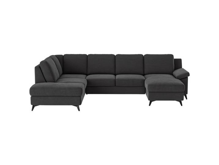 Cotta Wohnlandschaft, Dunkelgrau, Metall, 6-Sitzer, U-Form, 309x204 cm, Made in EU, Stoffauswahl, Rücken echt, Wohnzimmer, Sofas & Couches, Wohnlandschaften, Wohnlandschaft U-Form