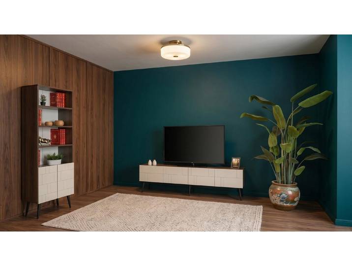 Xlmoebel Wohnwand Beige-braunes modernes Wohnzimmer-Set mit TV-Möbel und Regal, Made in Europa