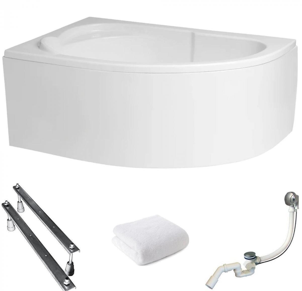 Aqua For You | Polimat Badewanne - 130x85 Cm - Antibakterielle Beschichtung - Asymmetrische Form - Weiße Verkleidung - Acryl - Eckbadewanne
