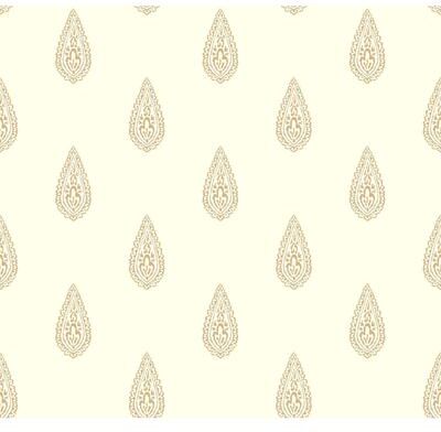 Antonina Vella Luxury Teardrop Off White & Gold Metallic Wallpaper