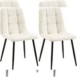 Proregal CHEFGASTRO 2er Set Esszimmerstuhl IOWA Stoff HxBxT 84x45x55cm Creme Küchenstuhl