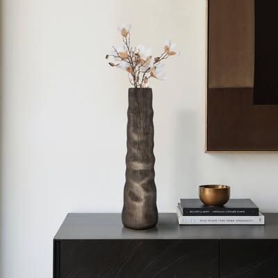 Sagebrook Home Sitka Pewter Metal Vase, Cylinder, Solid
